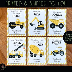 Kids Valentine Cards, Construction Truck Valentines, Dump Truck, Excavator, Crane, Cement Mixer Valentine Cards, Dump Truck Valentines