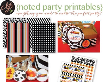 Fireman Printable  Party | Firetruck Printable Birthday Invite | Fireman Printable Invites |Fireman Birthday Party | Printable Birthday File