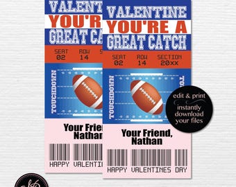 Printable Broncos Football Valentines Tickets For Kids | Edit in Canva