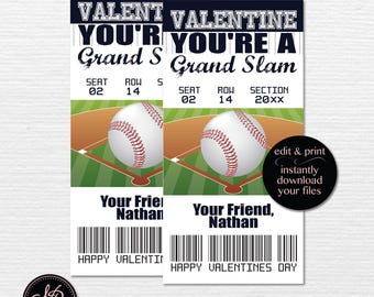 Printable New York Yankees Baseball Valentines Tickets For Kids | Edit in Canva