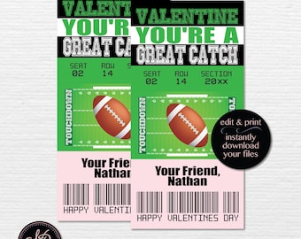 Printable Football Valentines Tickets For Kids | Edit in Canva