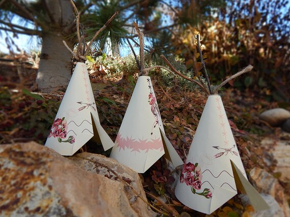 Tribal Boho Baby Shower Tepee Decoration, Tribal Shower Tepee Centerpiece, Tepee Centerpiece, Boho Baby Shower, Instant Download File