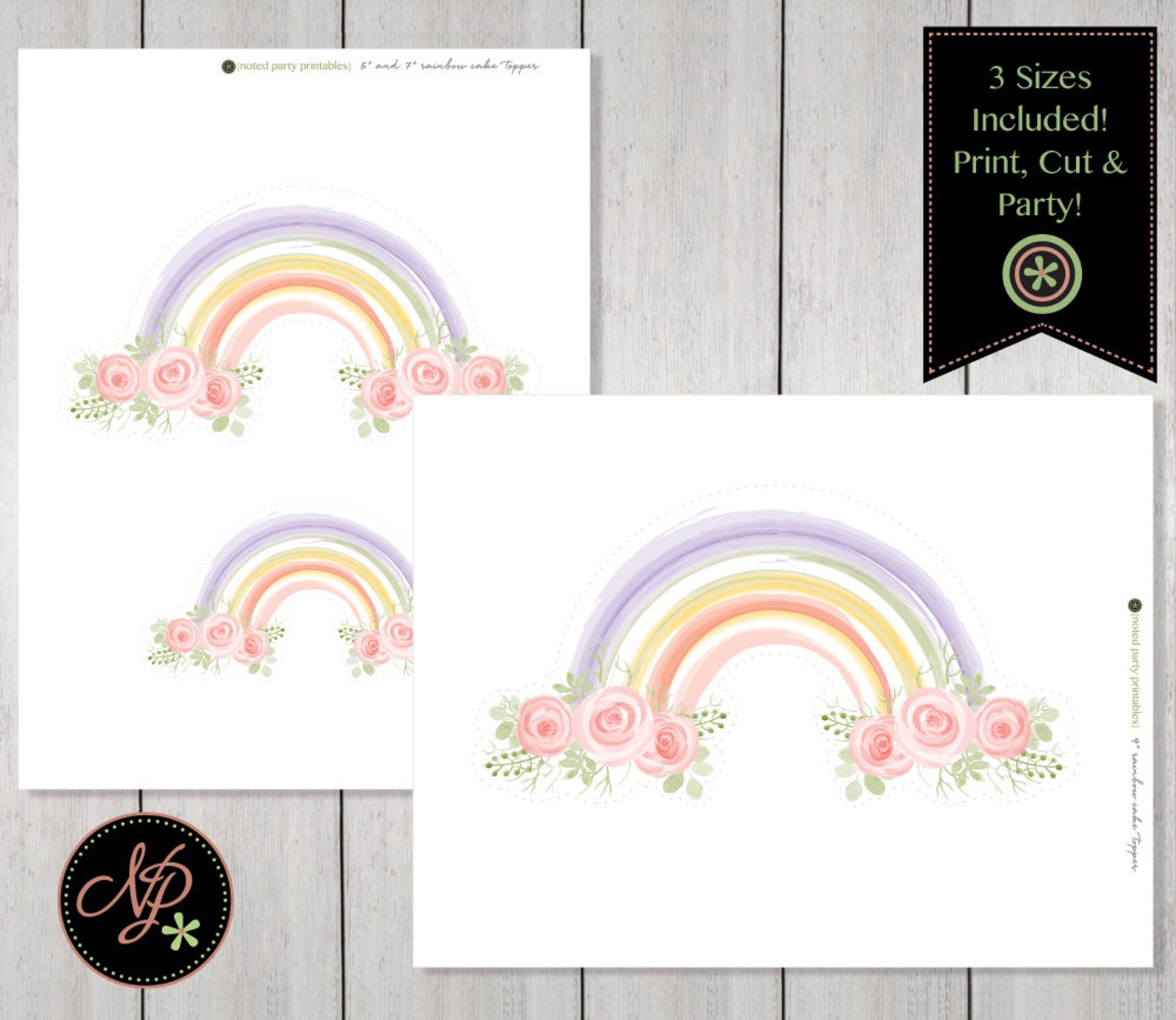 Unicorn Rainbow Cake Topper Printable Rainbow Cake Topper | Etsy