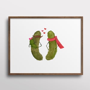 Whimsical Pickle Family with Baby Watercolor Art Print