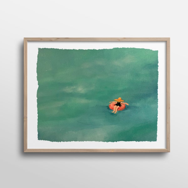 Floating in the Ocean Acrylic Painting Art Print
