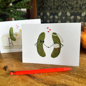 Whimsical Pickles Getting Married Wedding Love Engagement Blank Greeting Card bild 2