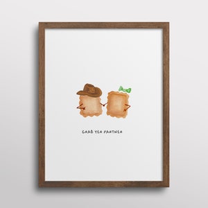 Whimsical Dancing Ravioli Pasta Square Dancing Grab Your Partner Kitchen Print