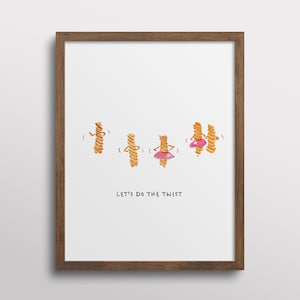 Whimsical Dancing Fusilli Pasta Let's do the Twist Kitchen Print