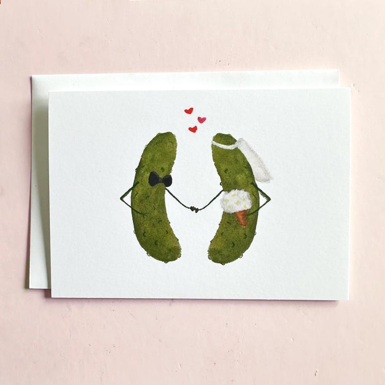 Whimsical Pickles Getting Married Wedding Love Engagement Blank Greeting Card bild 1