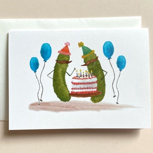 Whimsical Pickles Happy Birthday Party Blank Greeting Card