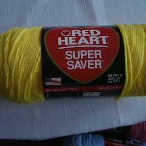 One Skein of Red Heart Super Saver Yarn/Bright Yellow/8 oz