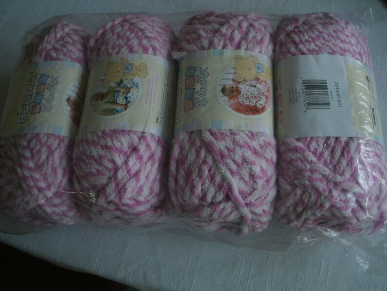 Bernat Baby Blanket Yarn/pink Twist/4 Pack3.5 Oz Skeins/super Etsy