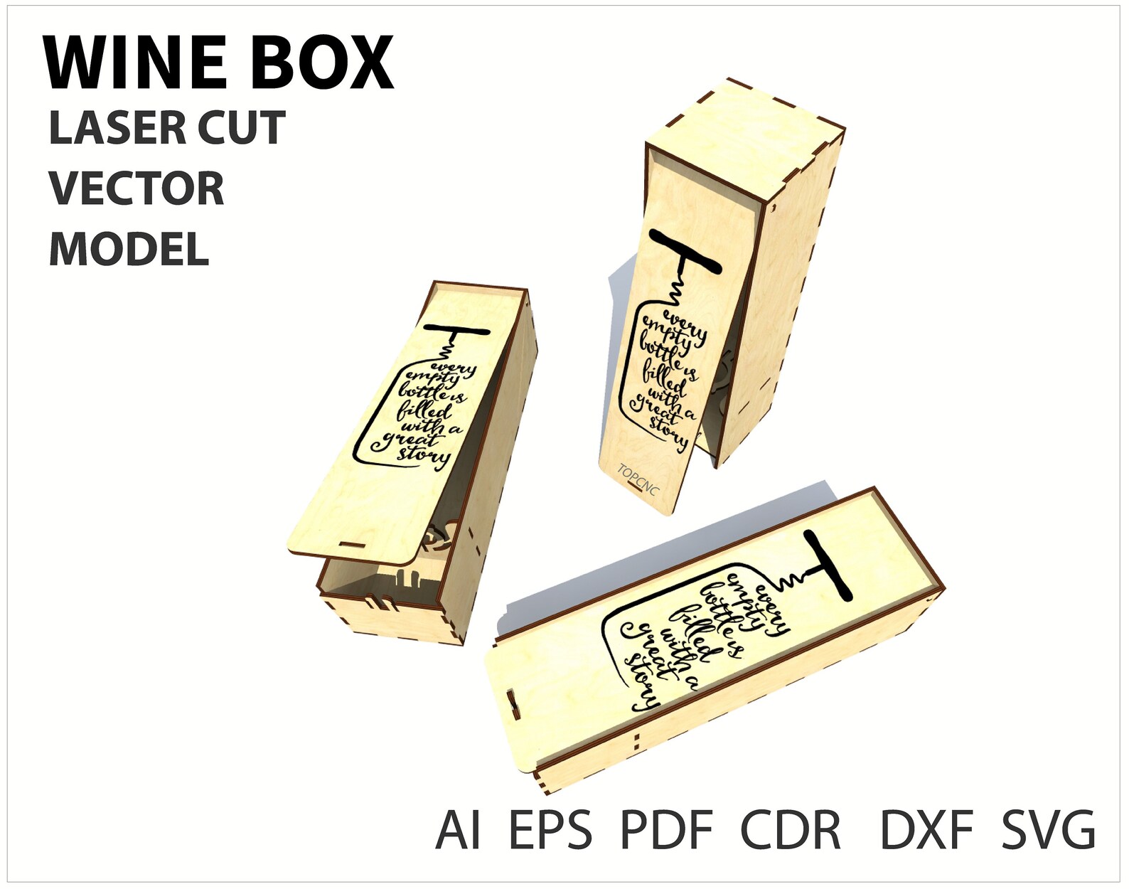 Wine box Wood wine box. Laser cut project plan. Instant Etsy