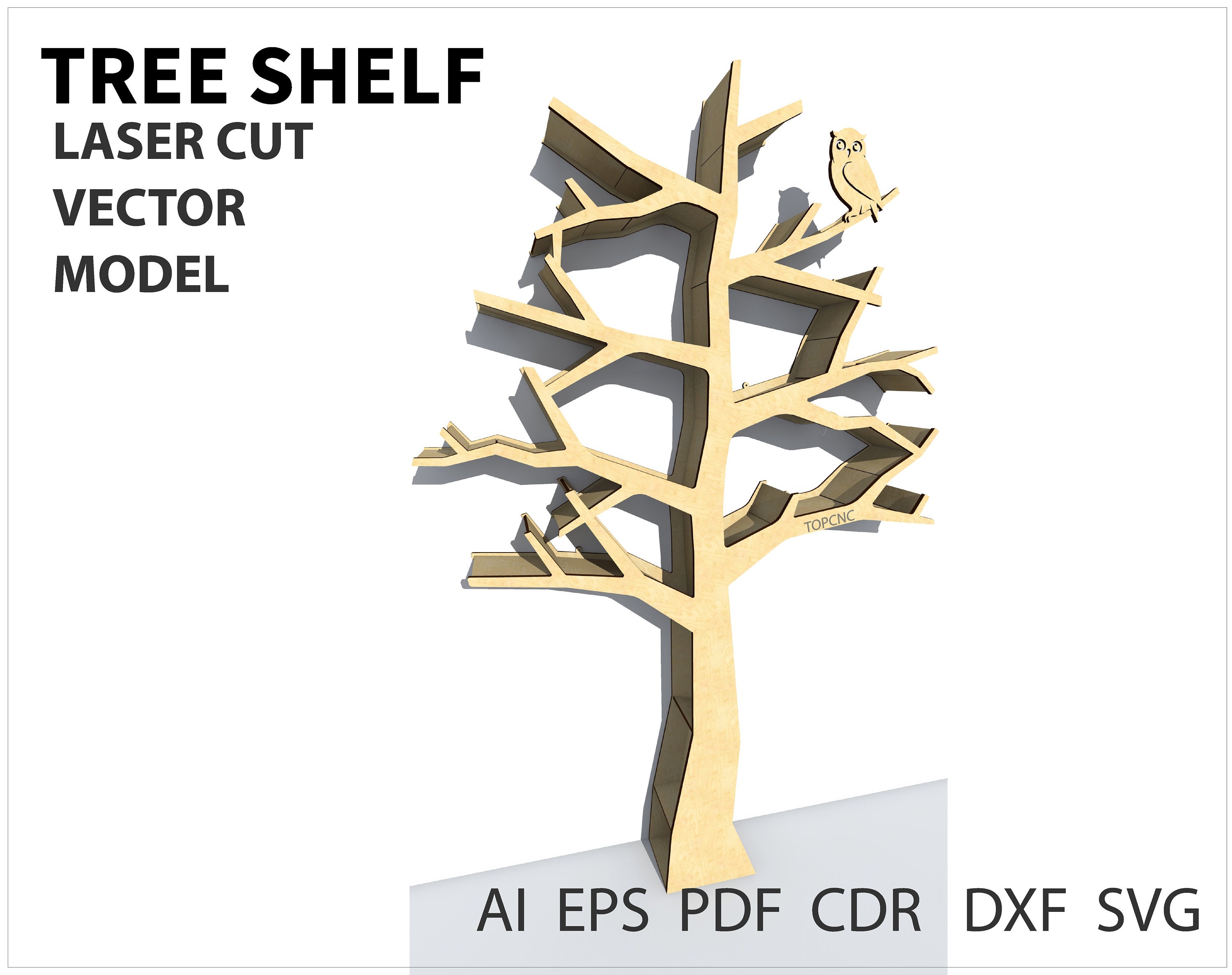 Tree shelf decoration on the wall. CNC decorative art Etsy