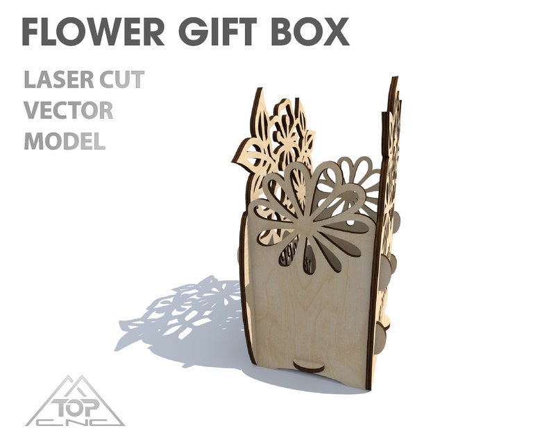 Download Flower gift box vector model SVG DXF Ai CDR eps Laser | Etsy