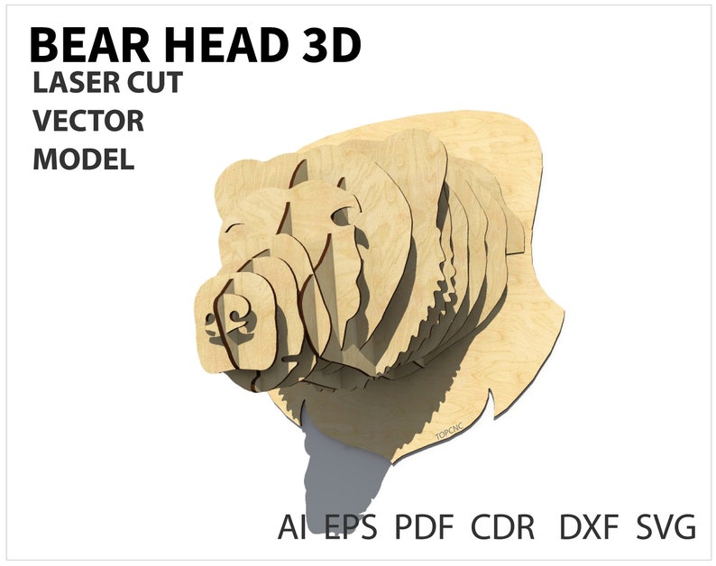 Bear Trophy With 3D Animal Head Wall Decor 3D Laser Cutting. Etsy New