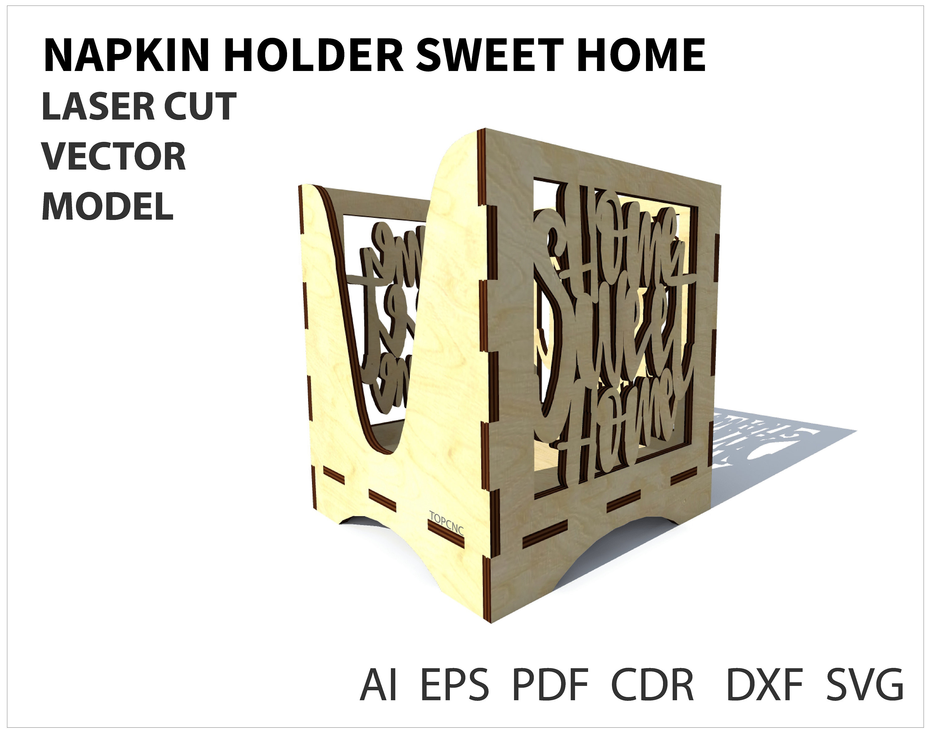 Napkin holder vector file. Template for laser cutting napkin Etsy