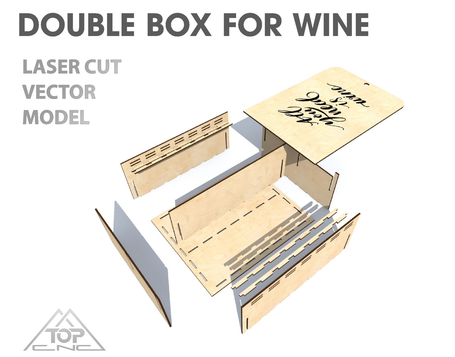 Wine Box Wood Wine Box. Laser Cut Project Plan. Instant Etsy