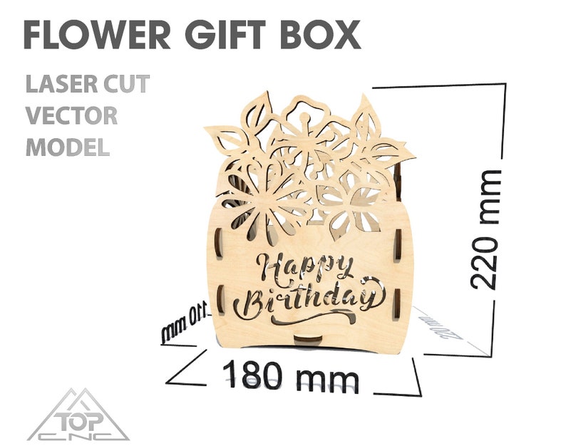 Download Flower gift box vector model SVG DXF Ai CDR eps Laser | Etsy