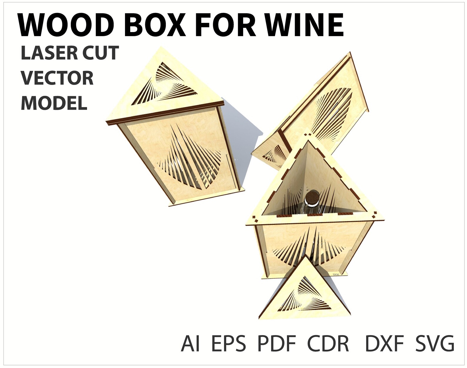 Laser cut wine box template. Plywood wine box template. Etsy