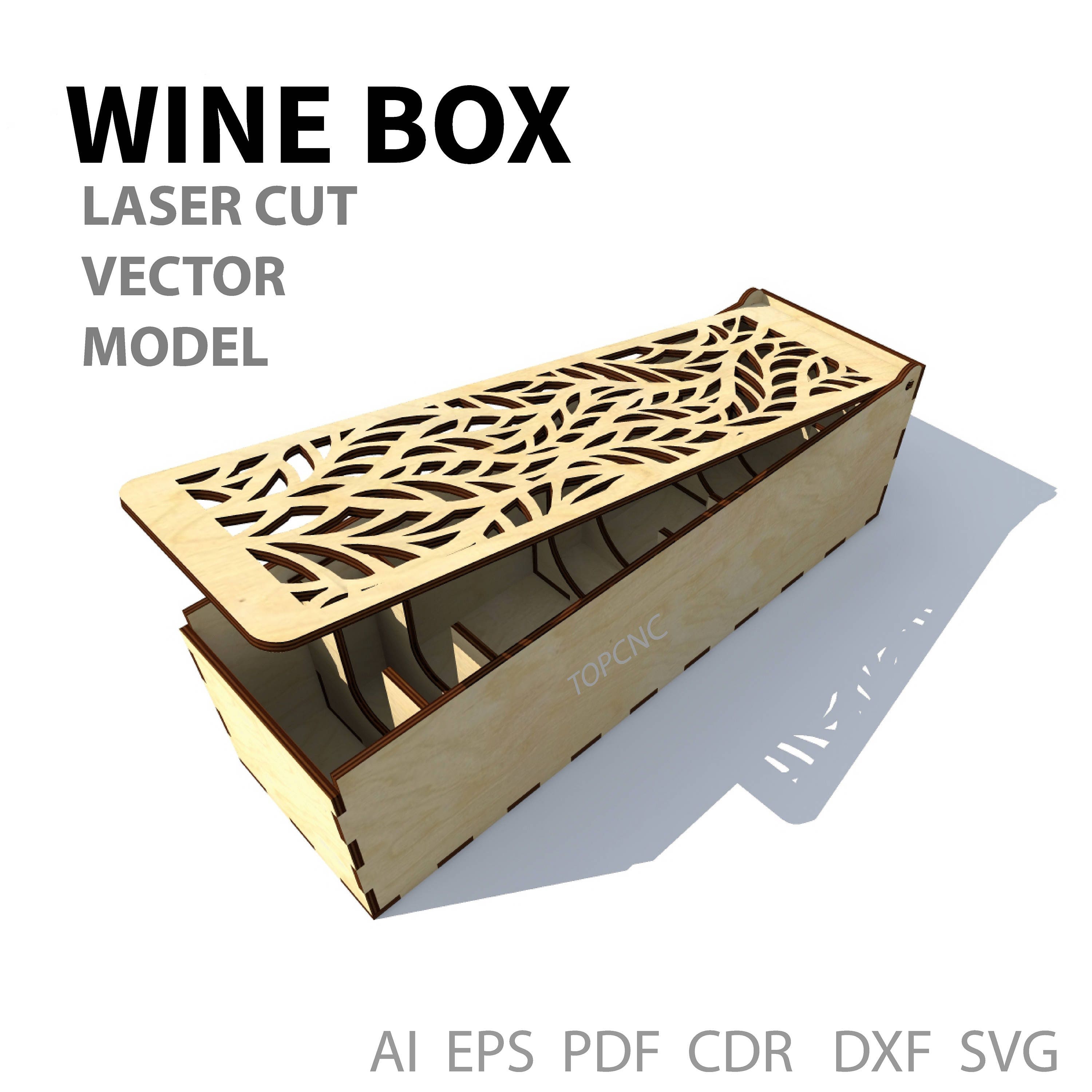 Wine box Wood wine box. Laser cut project plan. Instant Etsy