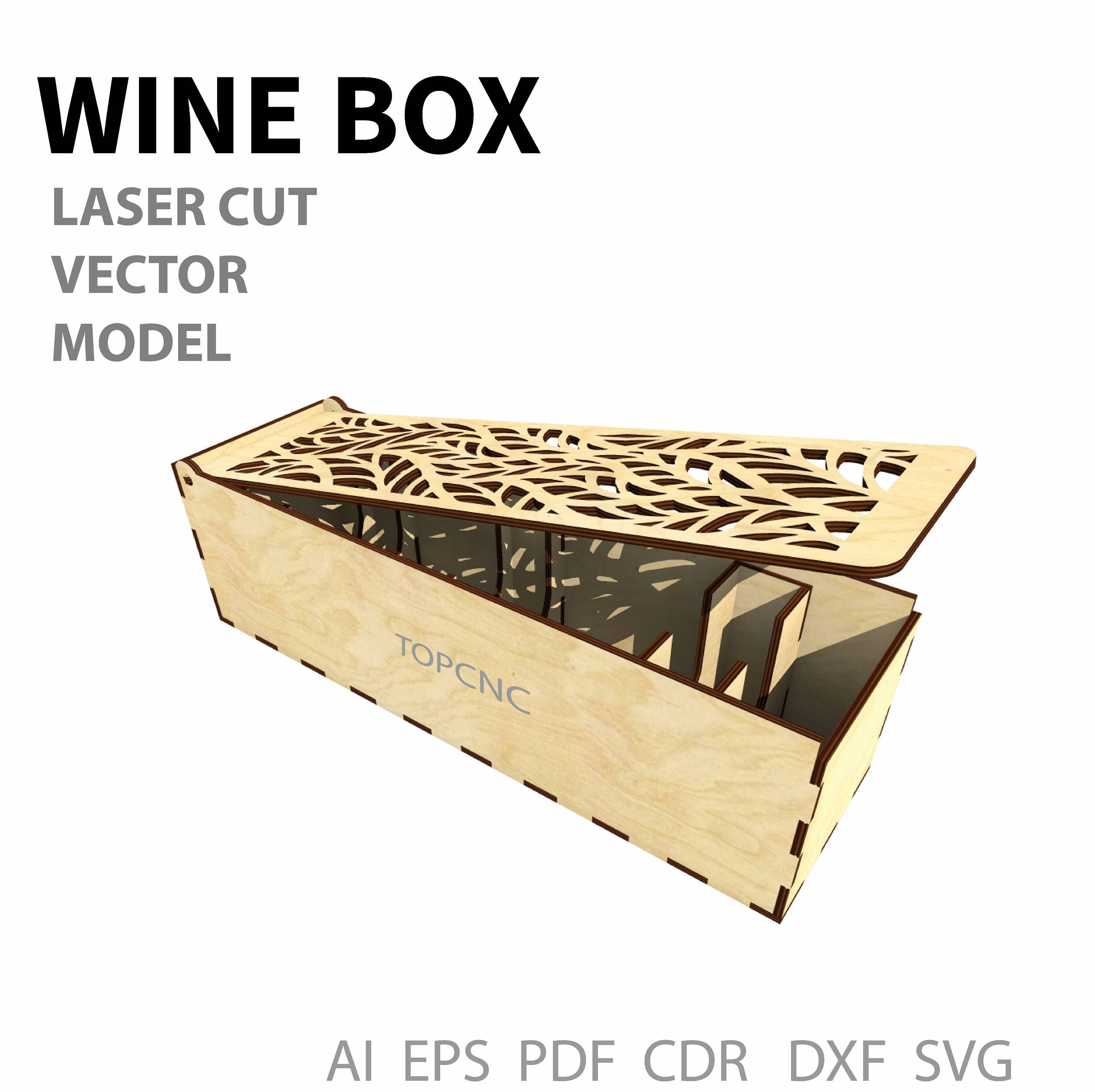 Wine box Wood wine box. Laser cut project plan. Instant Etsy