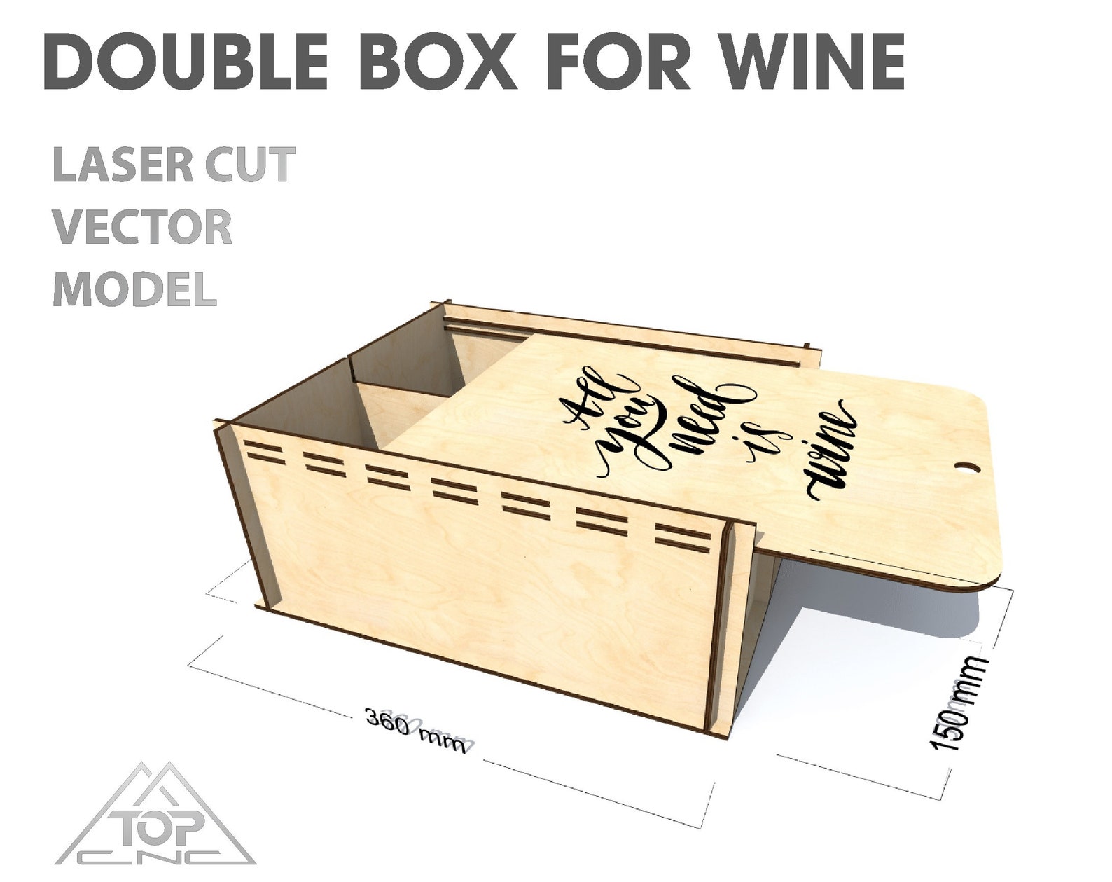 Wine Box Wood Wine Box. Laser Cut Project Plan. Instant Etsy