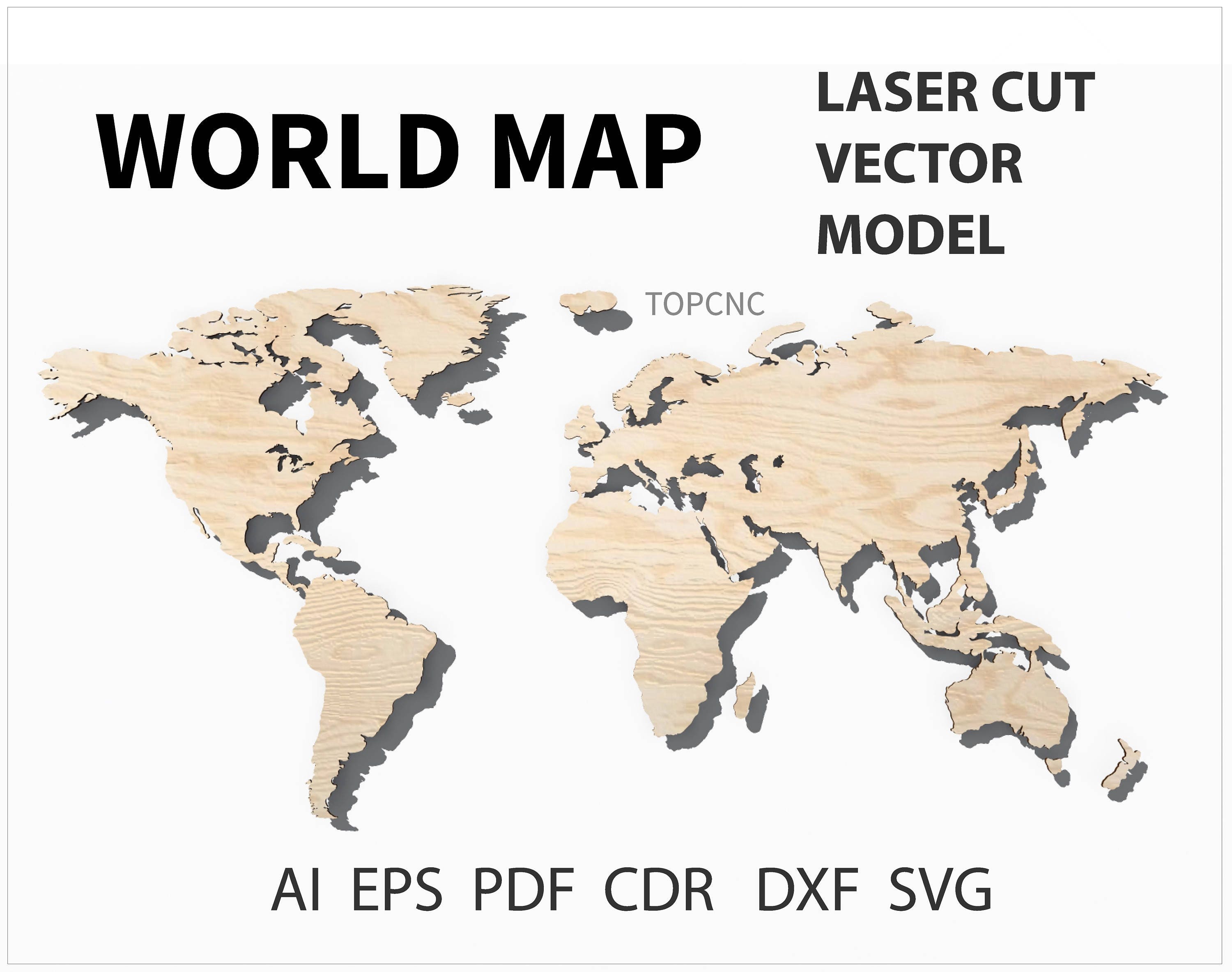 Download World map laser cut file world map vector digital download ...