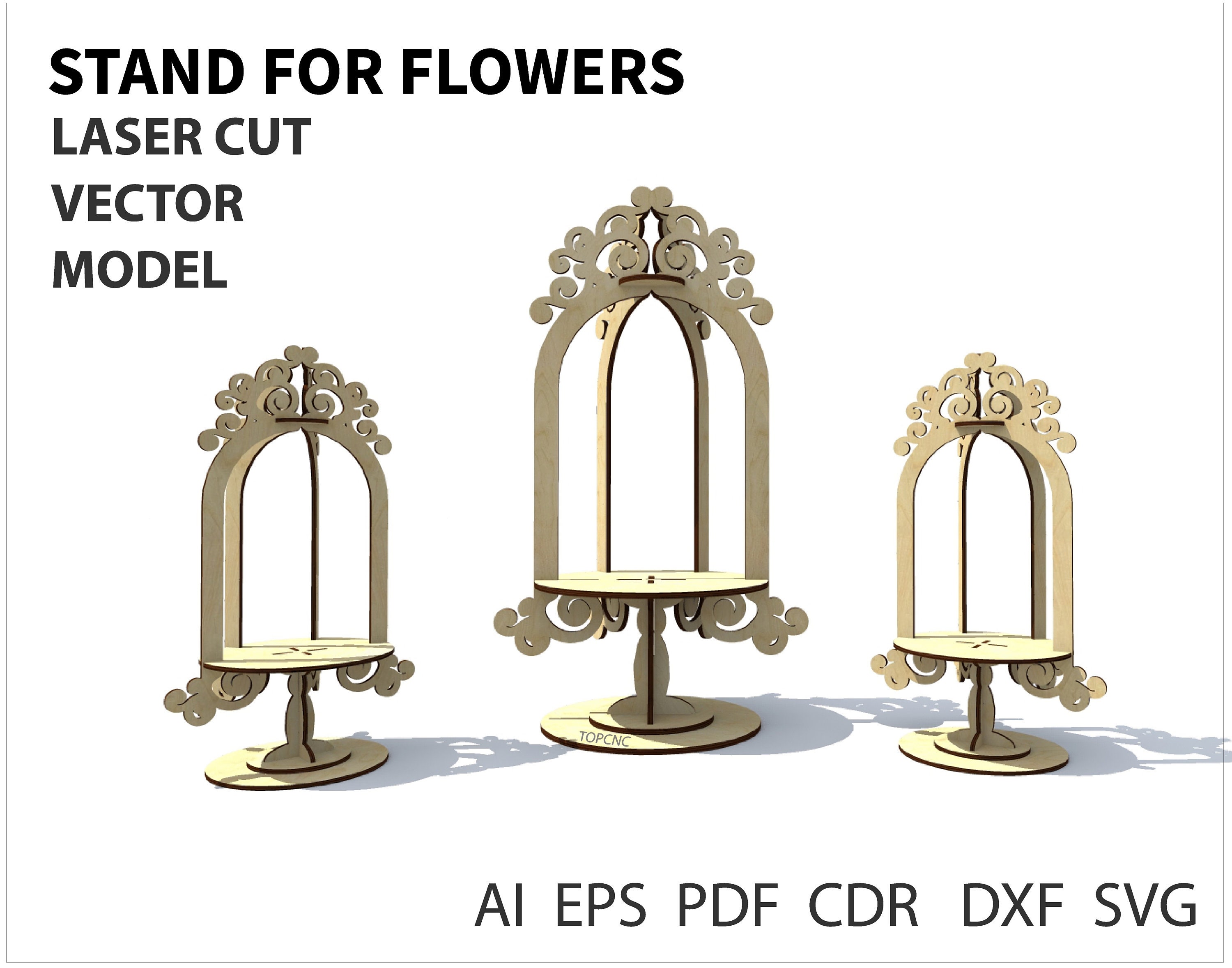 Stand for flowers cnc. Wooden vase holder flower vector file Etsy