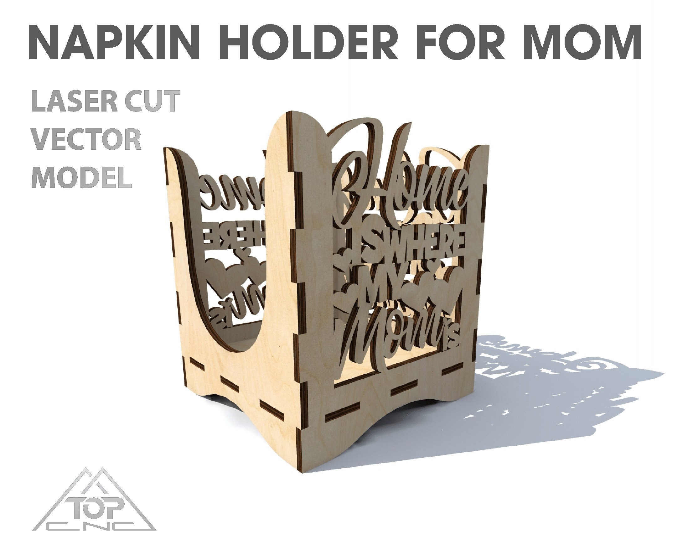 Napkin holder vector file. Template for laser cutting napkin Etsy