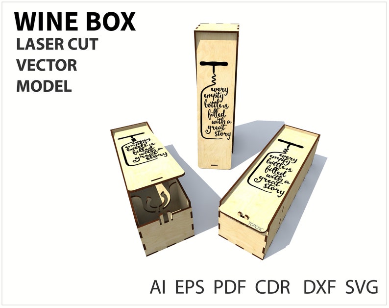 Wine box Wood wine box. Laser cut project plan. Instant Etsy