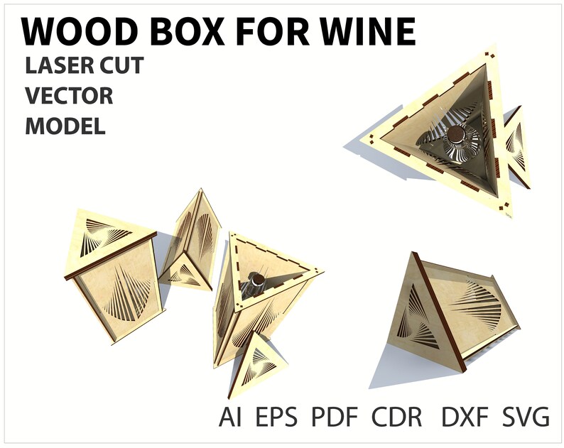 Laser cut wine box template. Plywood wine box template. Etsy