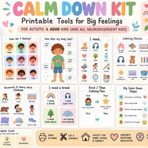 Calm Down Kit for Kids | Autism & ADHD Visual Supports | Calm Corner Printable | Emotional Regulation Cards