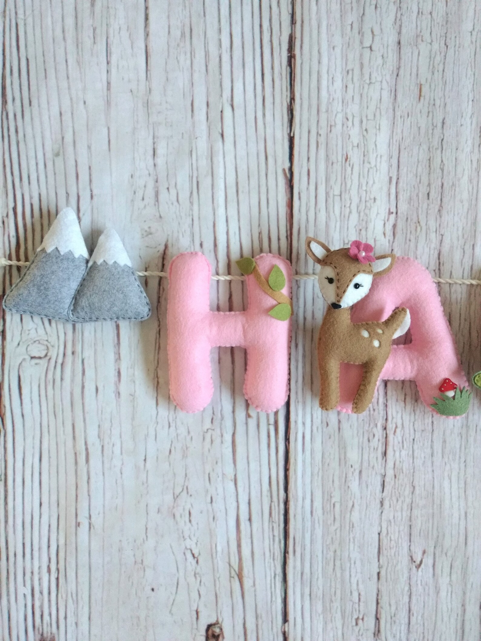 Woodland Name Banner Felt Name Banner Nursery Décor Felt Etsy