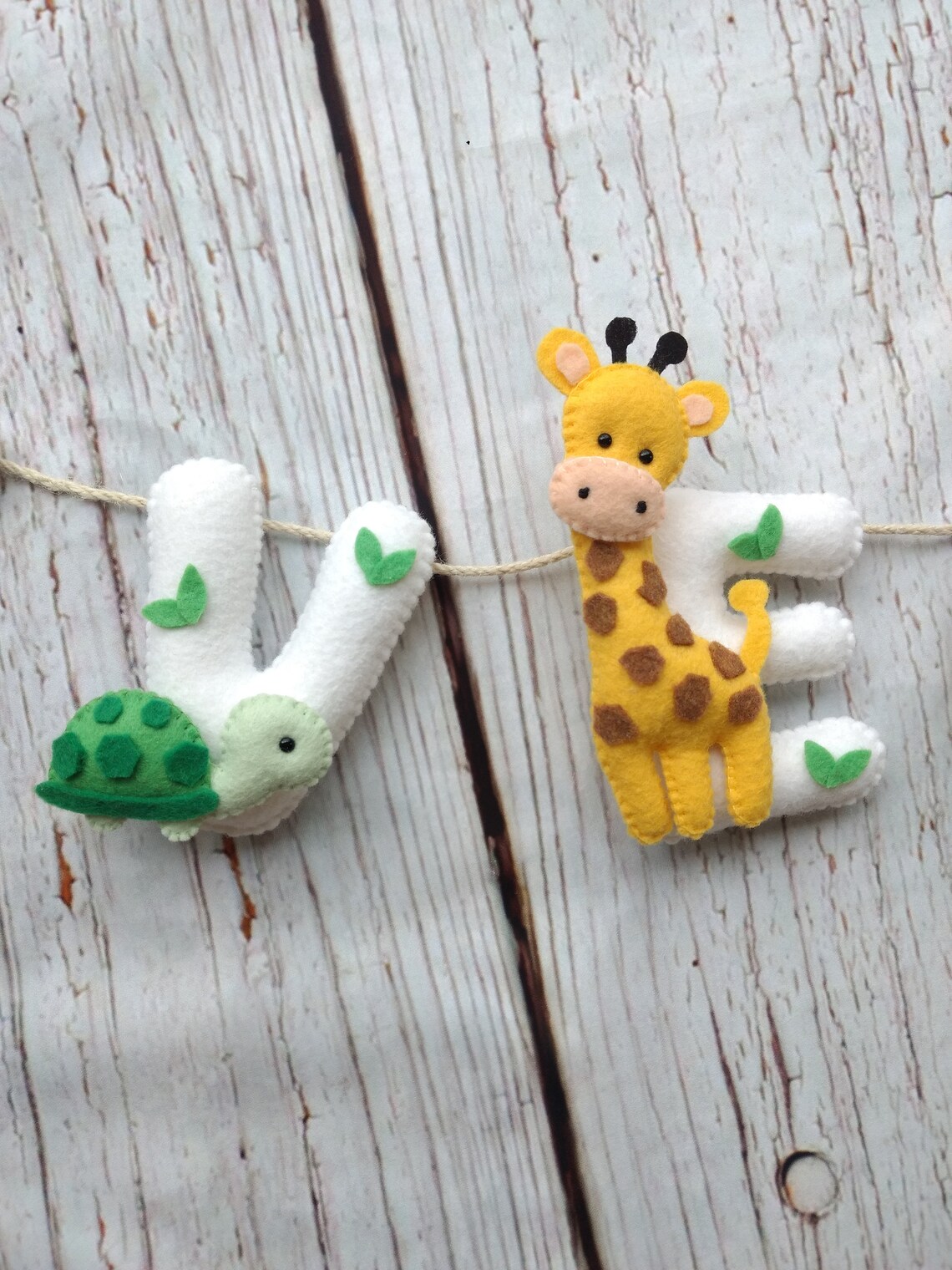 Animal felt name banner Nursery décor Safari nursery Kids room Etsy