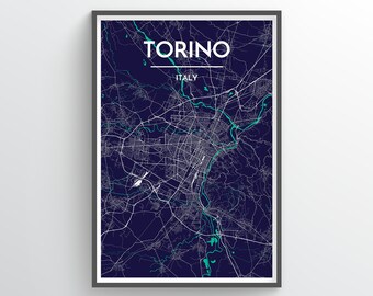 TORINO Map Print City Poster Color Art Print Wall Decor Travel Gift Request Any City Map of Torino Italy