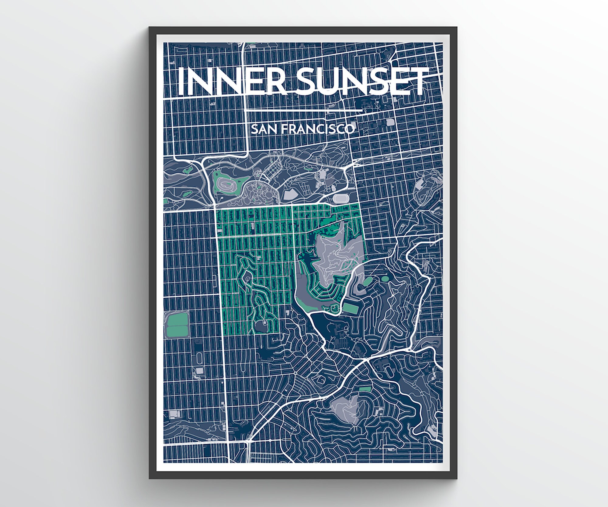 Inner Sunset of SAN FRANCISCO United States City Map Print