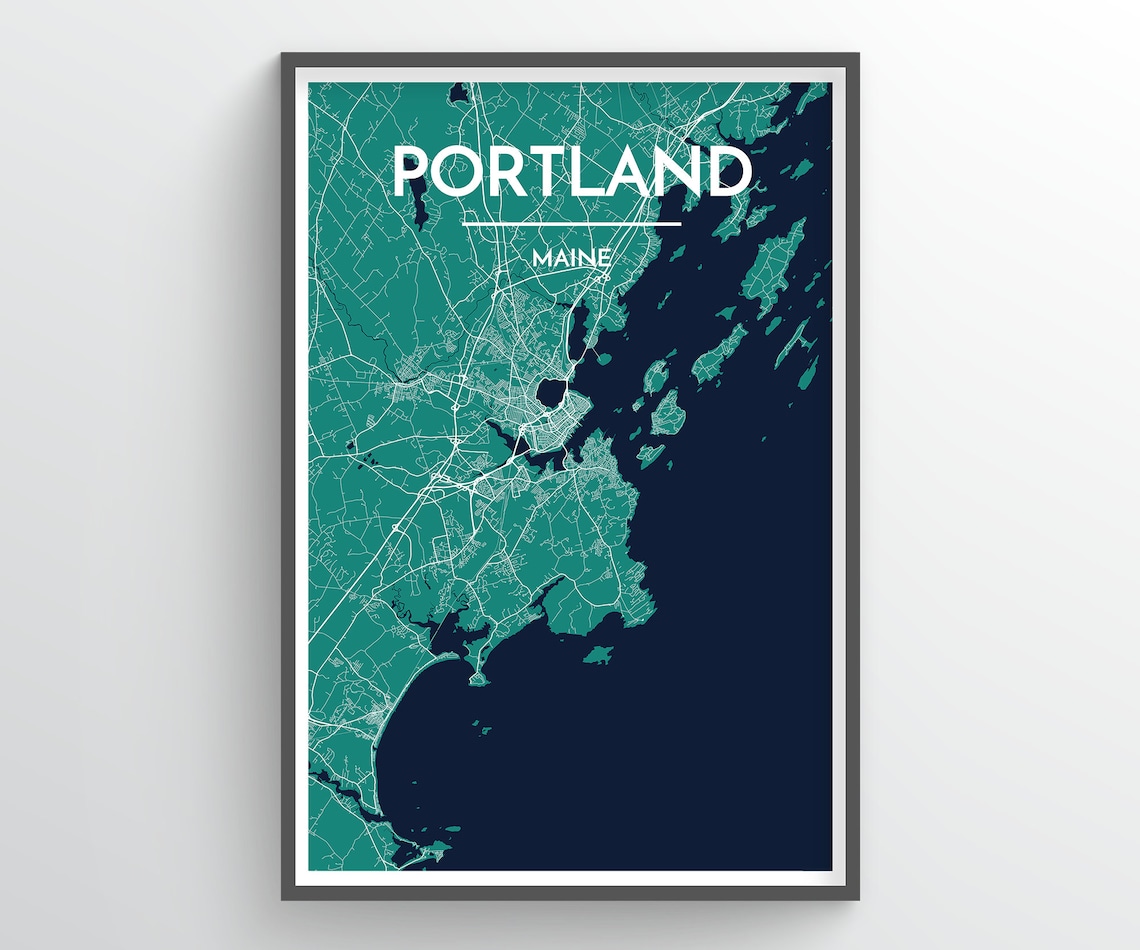 PORTLAND MAINE United States City Map Print // Modern Etsy