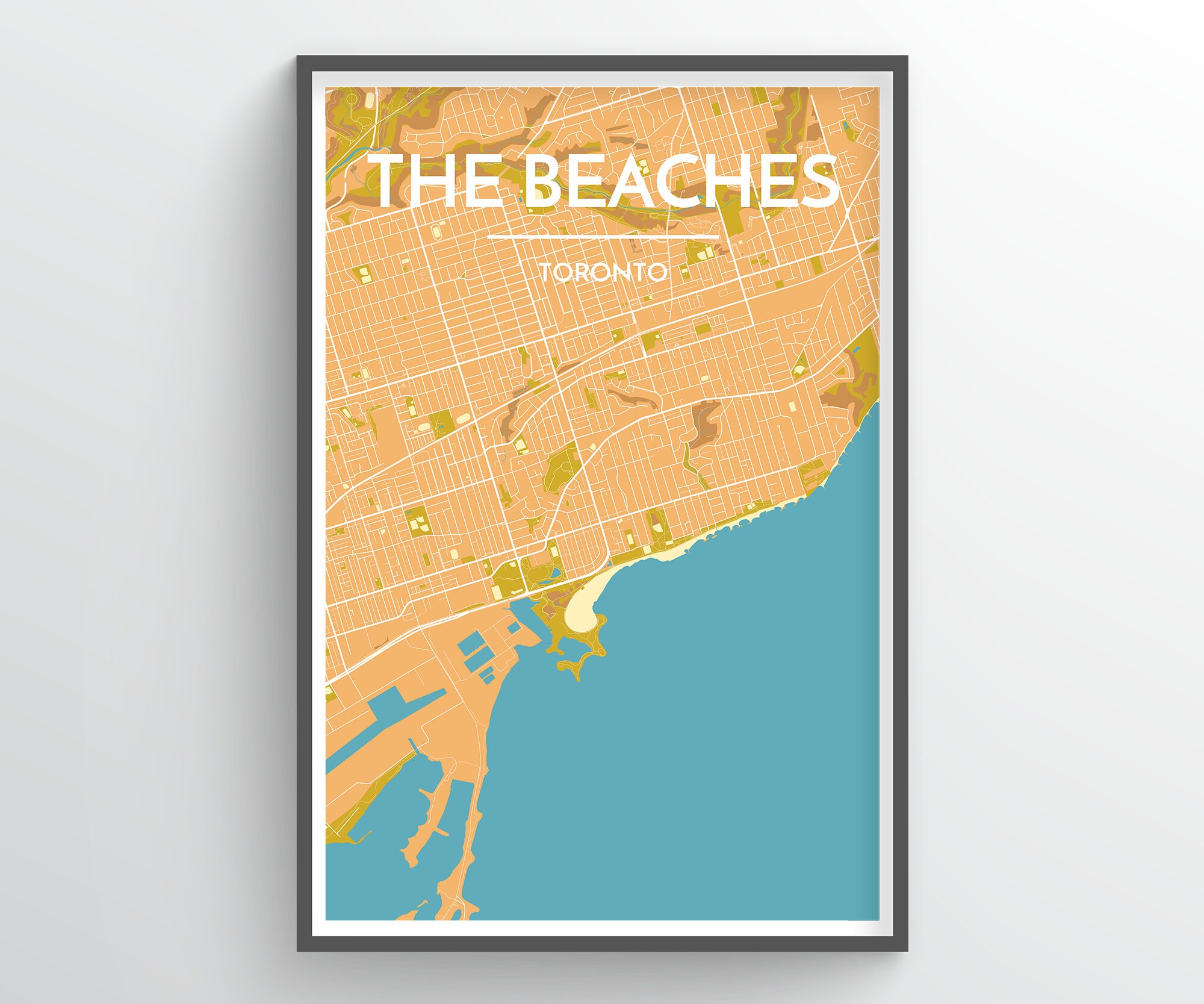 The Beaches Toronto Map The Beaches Of Toronto Canada City Map Print // Home Decor | Etsy