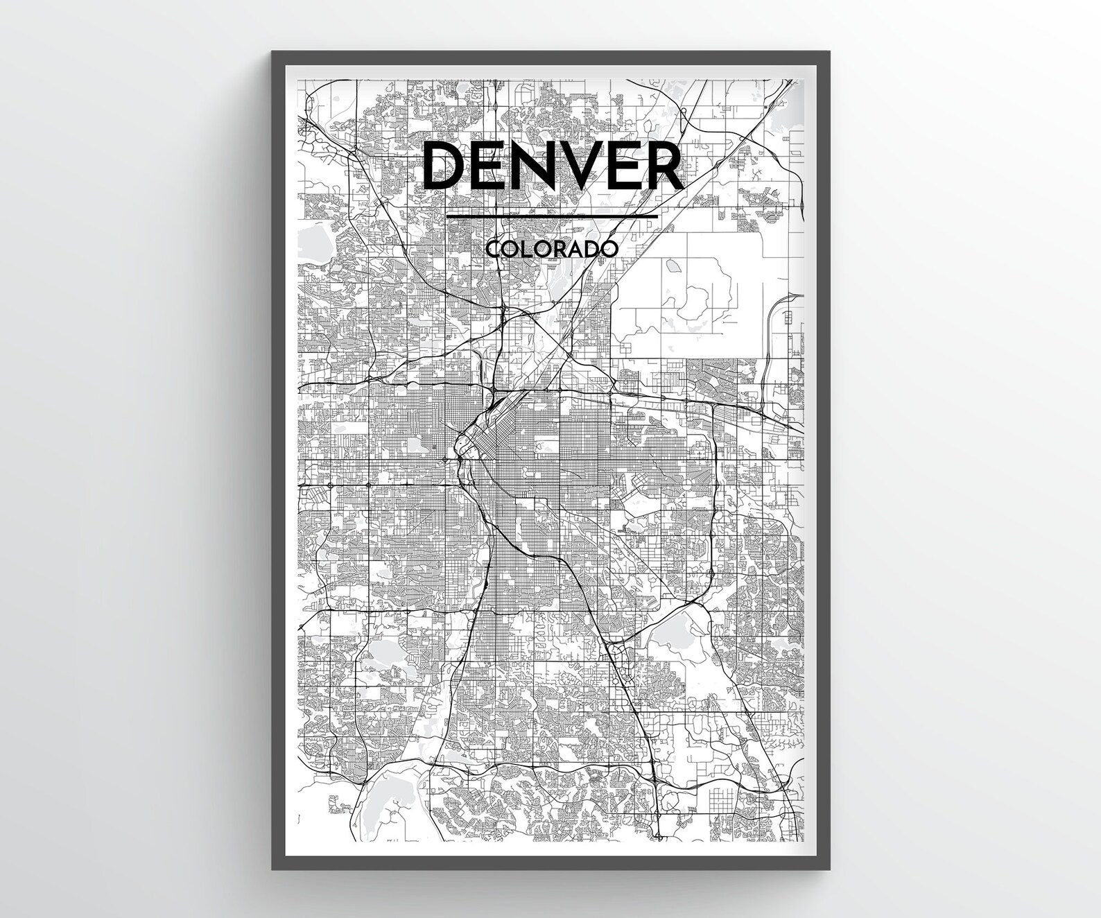 DENVER United States City Map Print // Modern Minimalist Art - Etsy