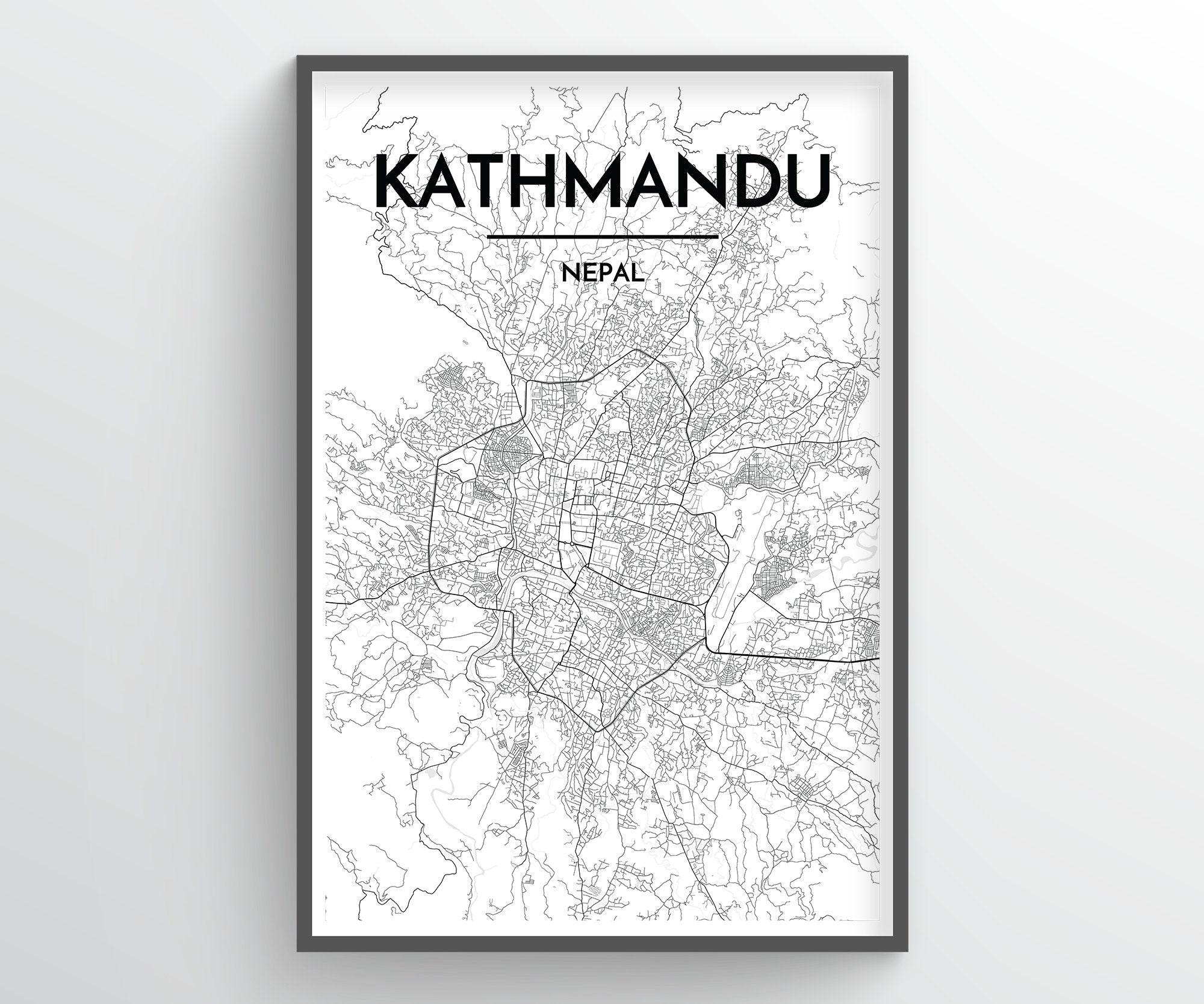 KATHMANDU Nepal City Map Print // Home Decor Office Decor - Etsy