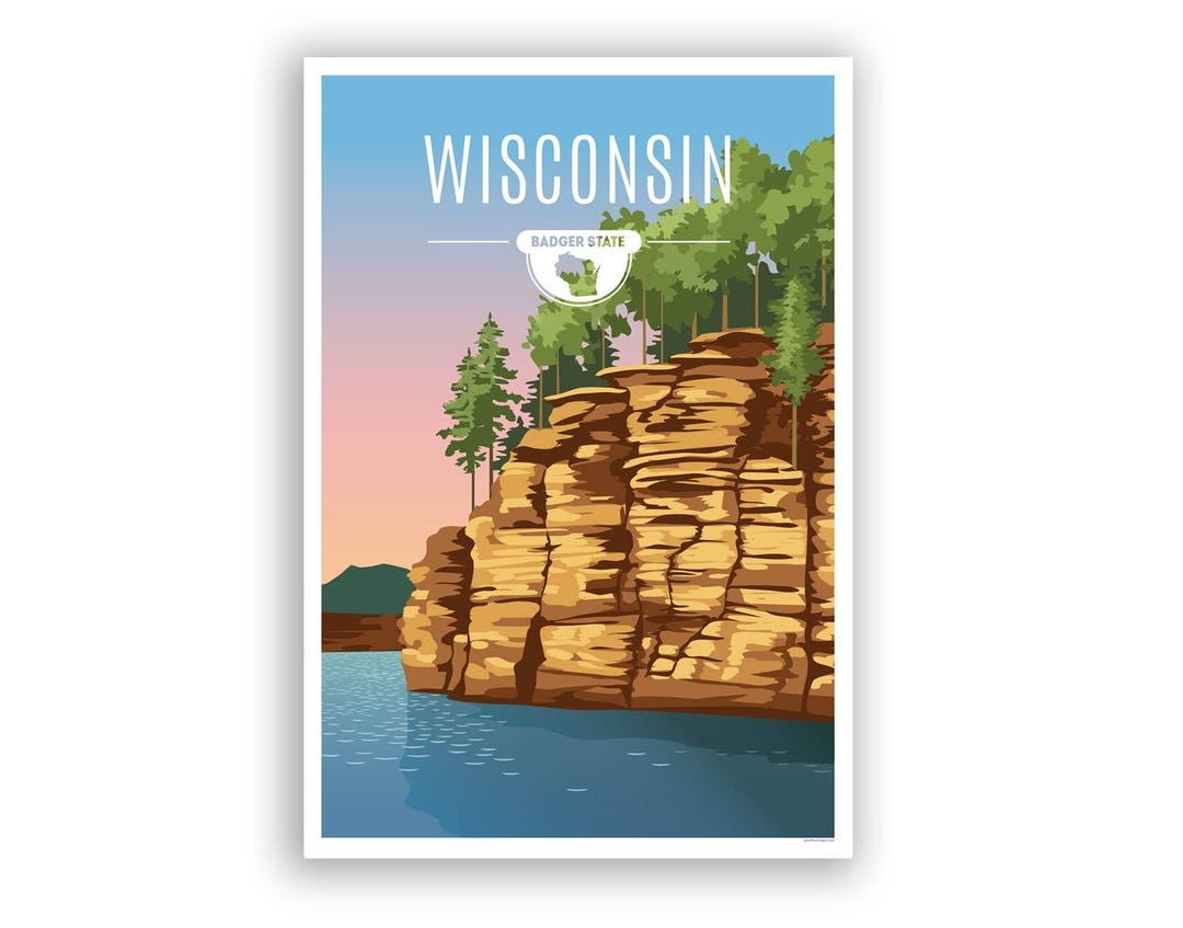 Wisconsin State Map Print // Modern Minimalist Art Design Home - Etsy