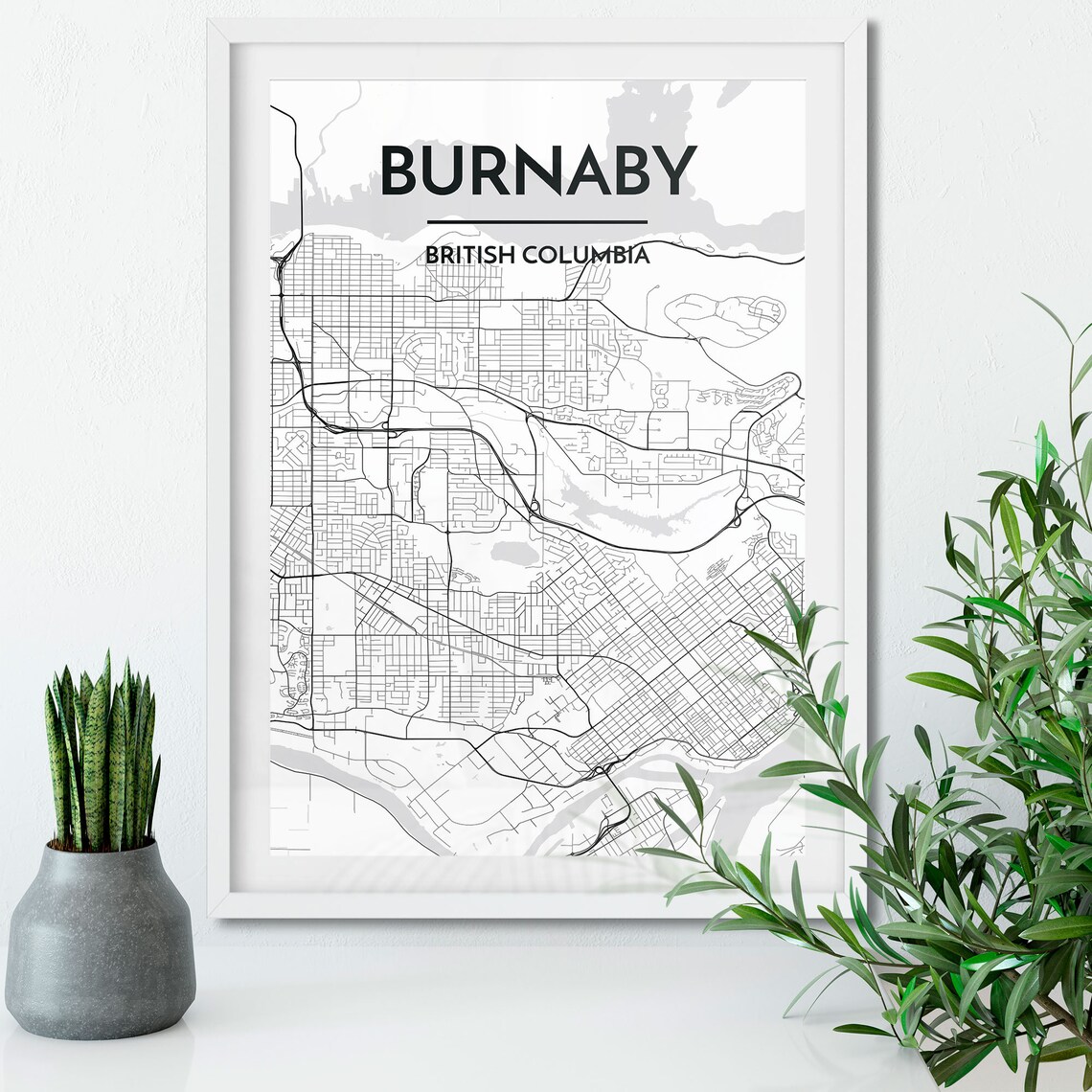 BURNABY BRITISH COLUMBIA City Map Print // Modern Etsy