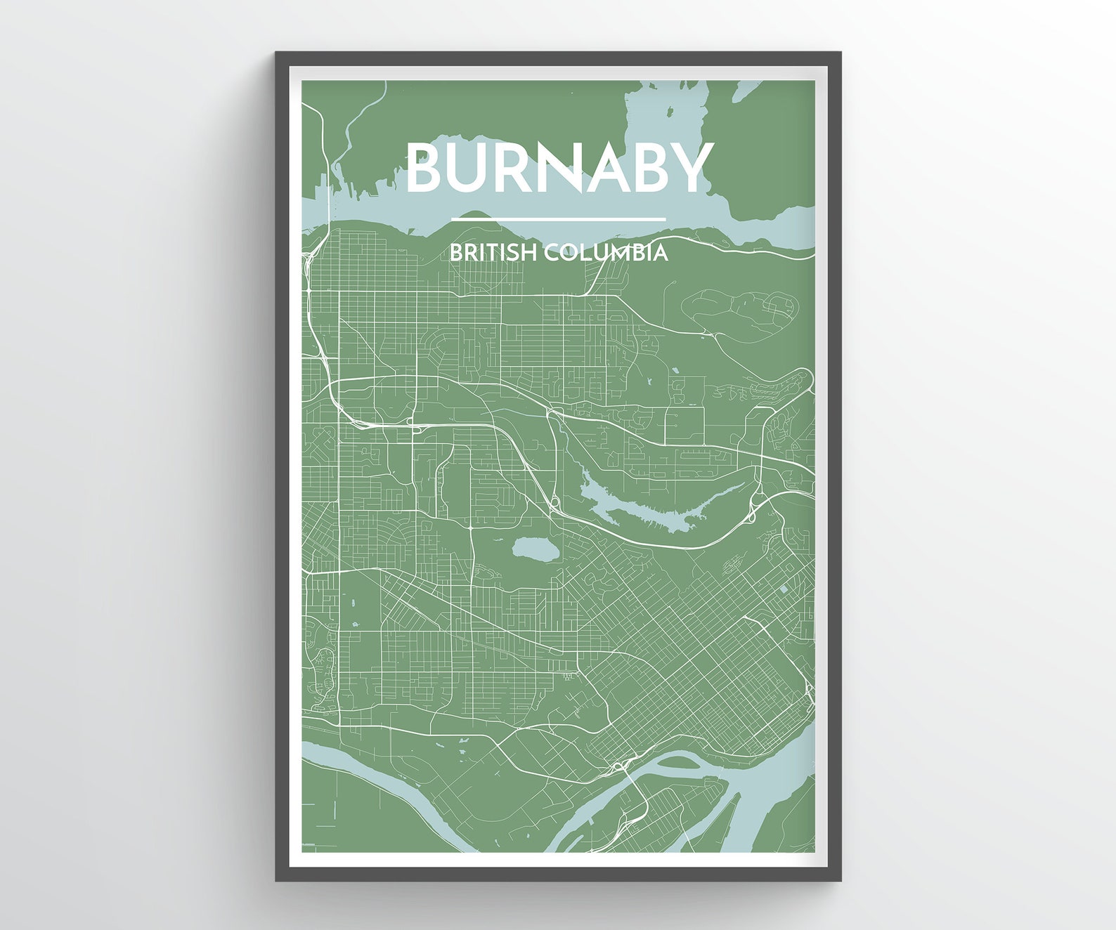 BURNABY BRITISH COLUMBIA City Map Print // Modern Etsy