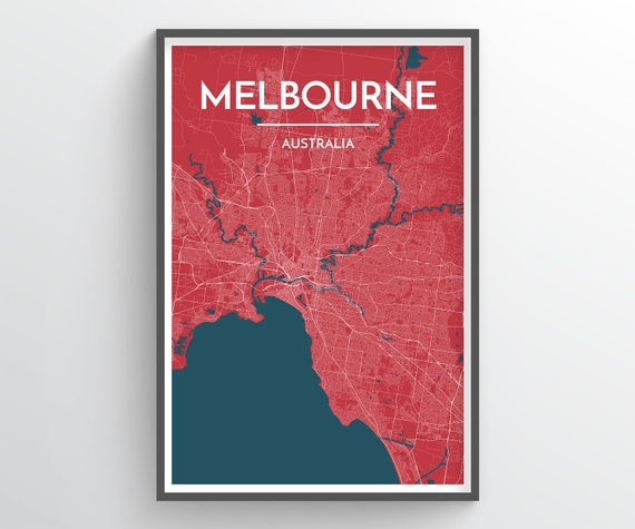 Minimalist map print of Melbourne Australia Digital Prints Prints etna
