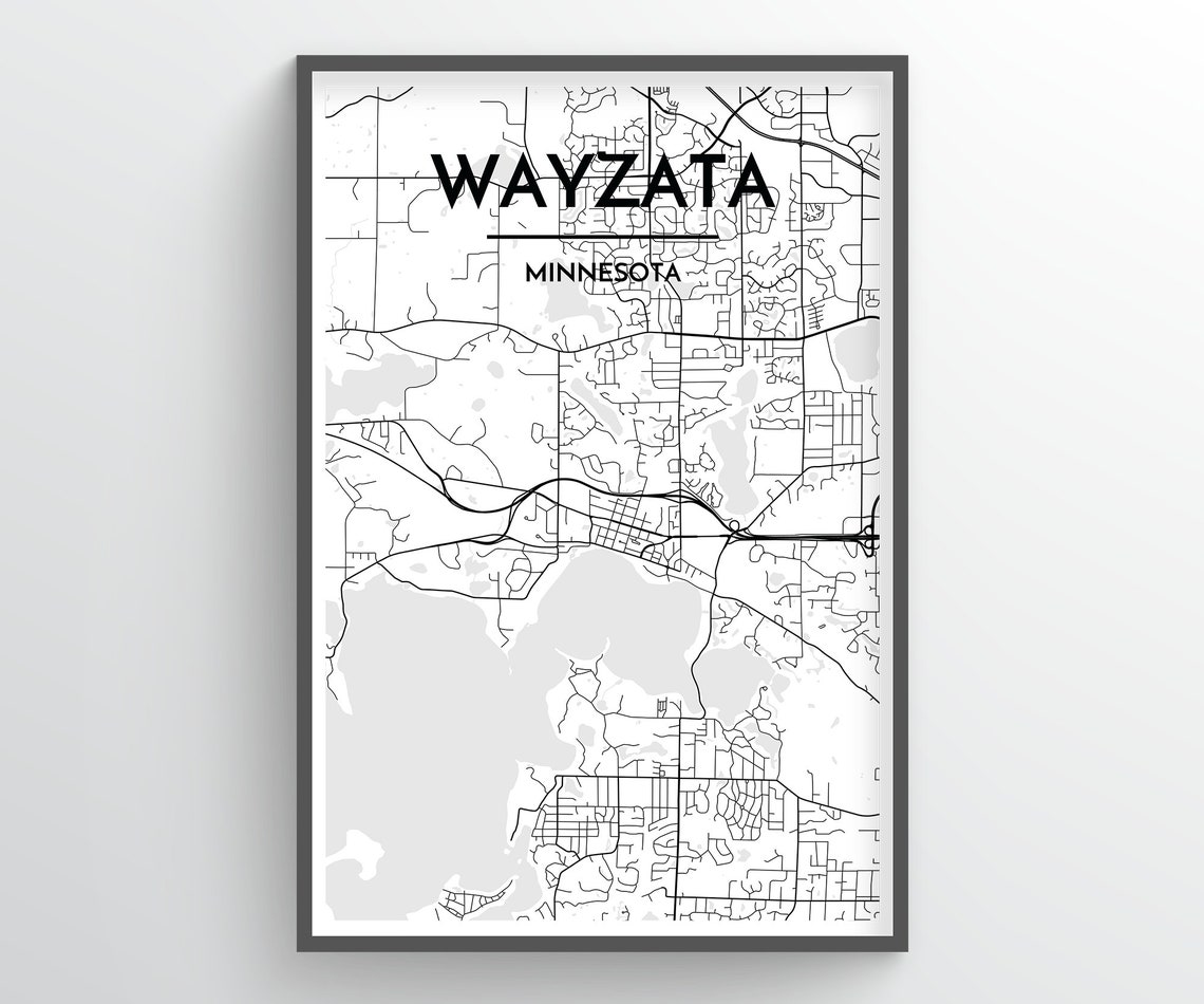 WAYZATA Minnesota City Map Print // home decor office Etsy