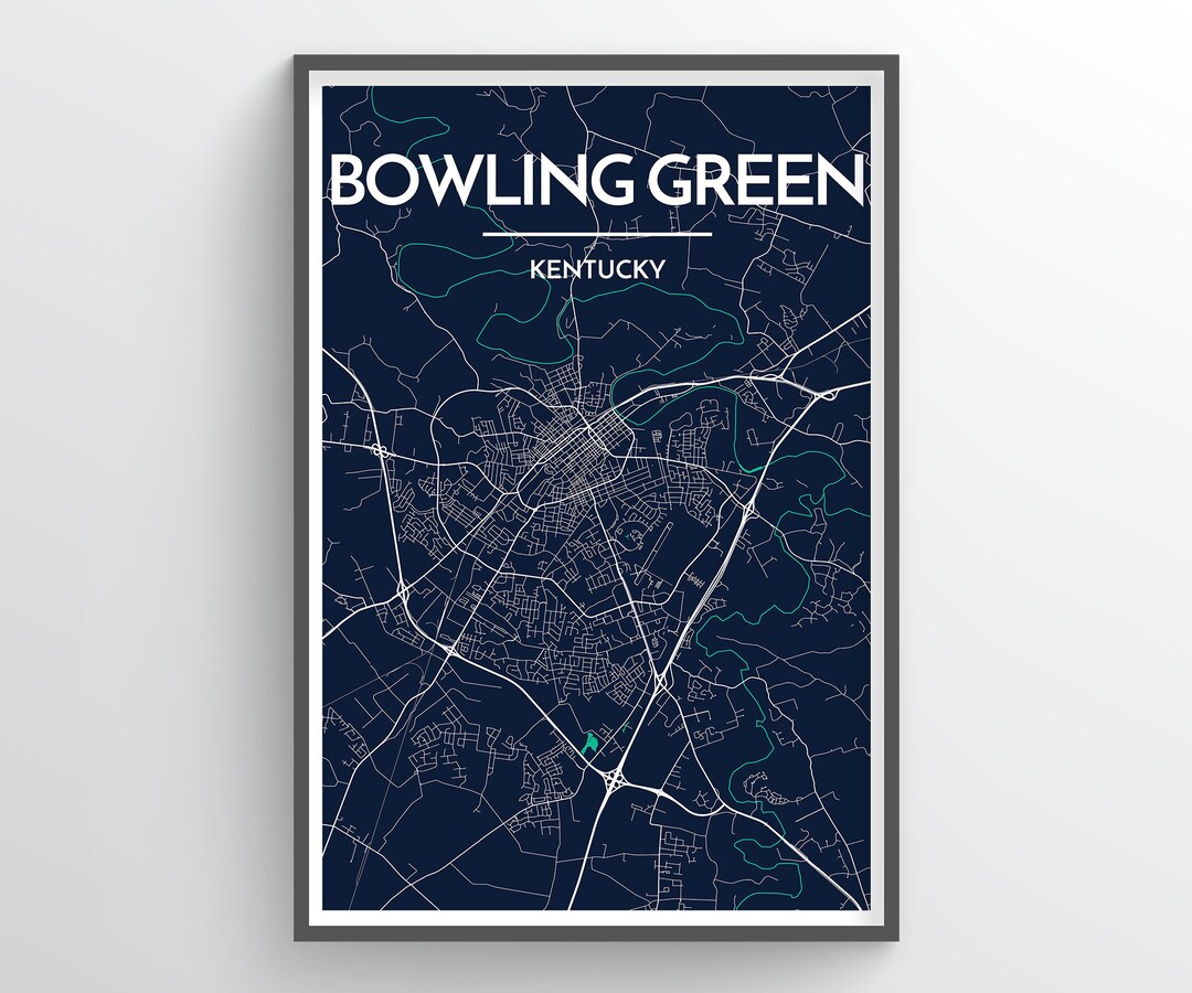 BOWLING GREEN, Kentucky City Map Print // Modern Minimalist Art Design ...
