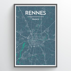 RENNES, France, City Map Print // home decor, office decor, personalized map art print, map art, city map poster, any custom city print