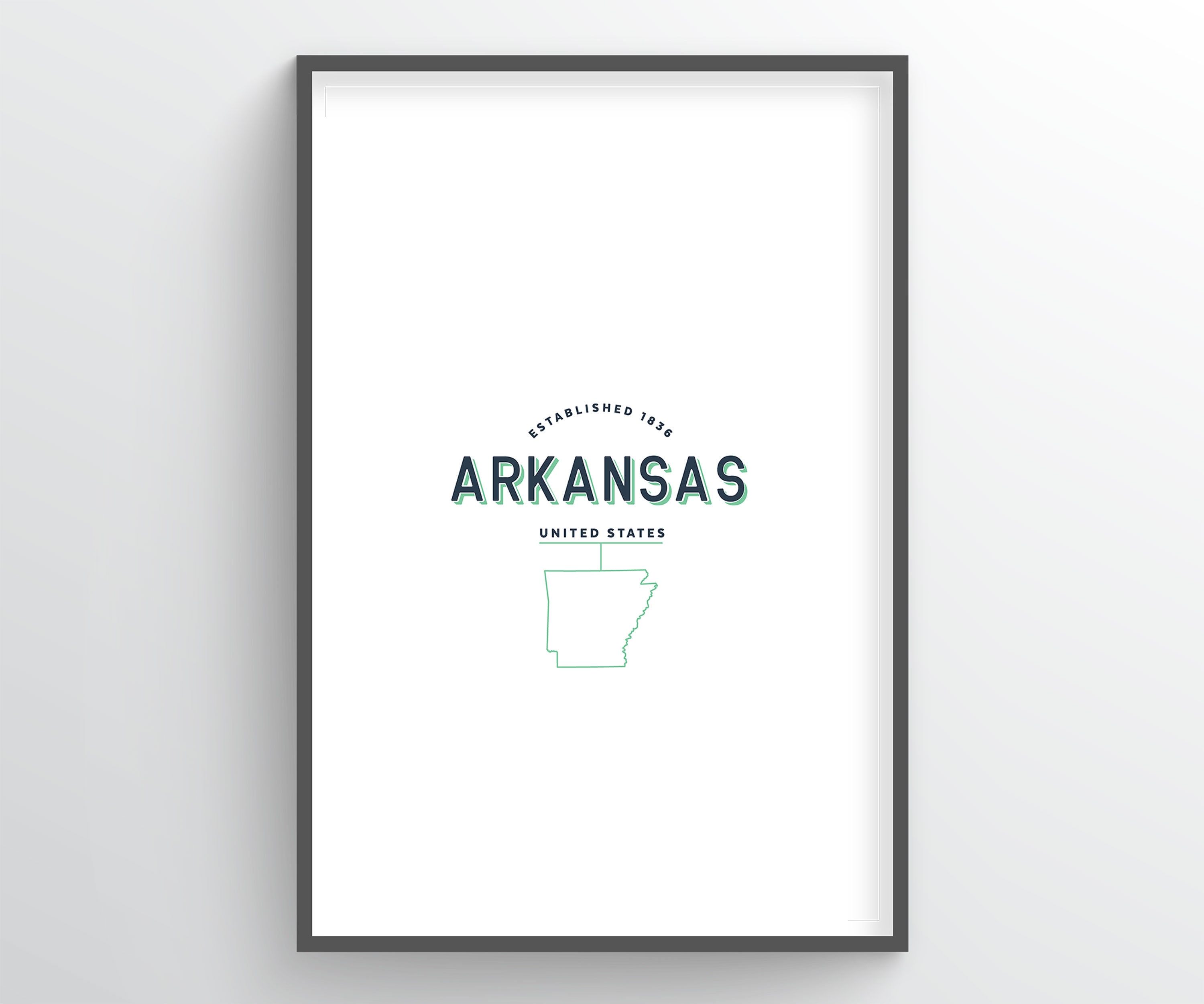 Arkansas State Word Art Print Style State Line Etsy España