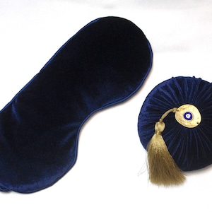 Personalized Relaxing Lavender Eye Pillow - Blue Velvet Silk Men Sleeping Mask Herbal Pillow Bedroom Decor Gift for Him